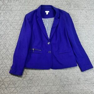Chico's Women's Blazer Jacket Size 2 Blue Striped‎ Lined Business Casual